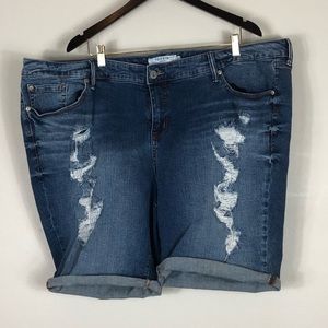 Destroyed Denim Bermuda Shorts
